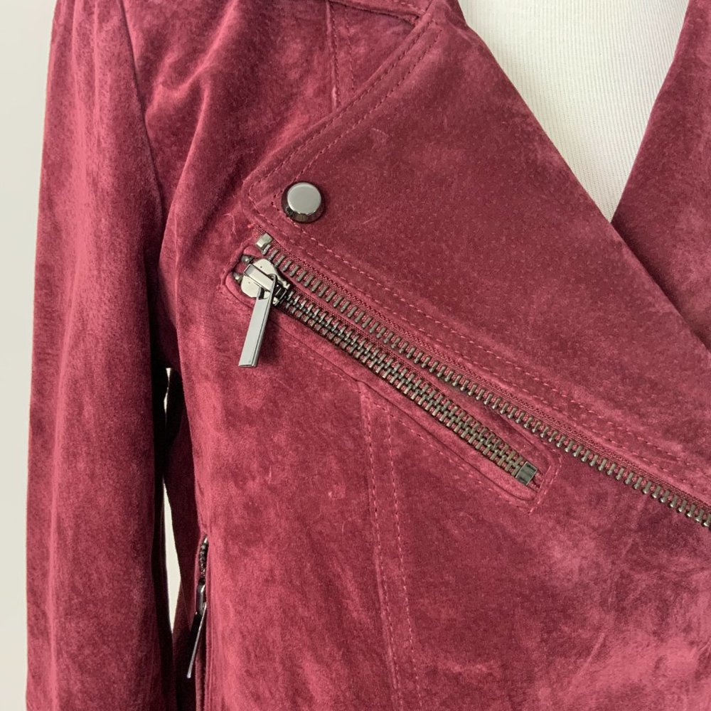 New Bagatelle Leather  Suede Moto Jacket Maroon Sz M - Picture 16 of 16